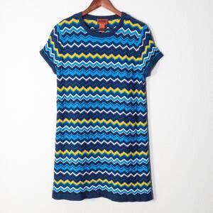 Missoni for Target Zigzag Knit Dress Blue Yellow Size L Designer Collab